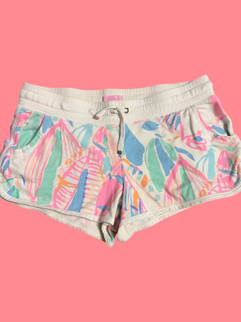 Sz.L*Lilly Pulitzer*White/Pink/Blue/Green Abstract-Print Shorts